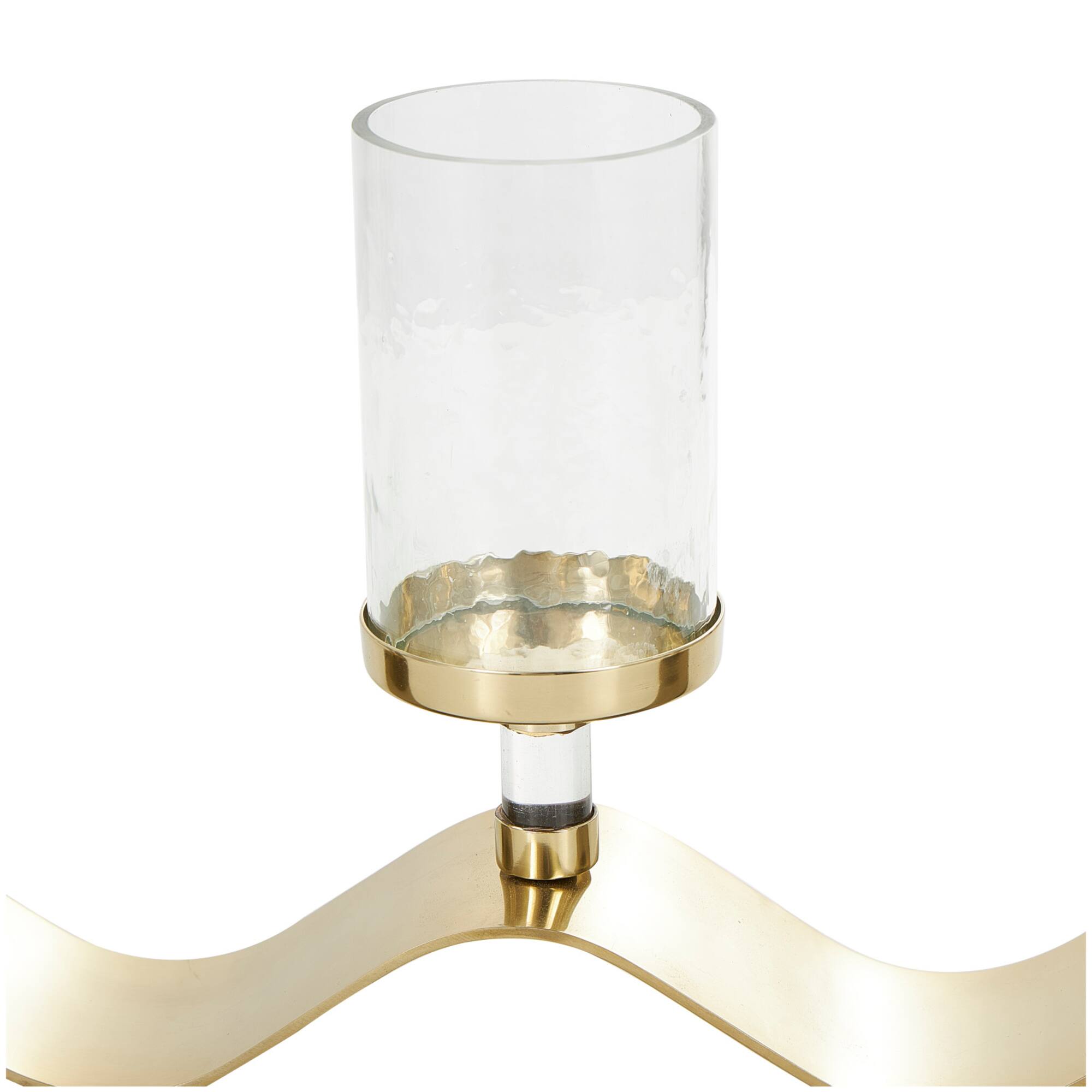 33" Gold Stainless Steel Candle Holder with Wavy Base